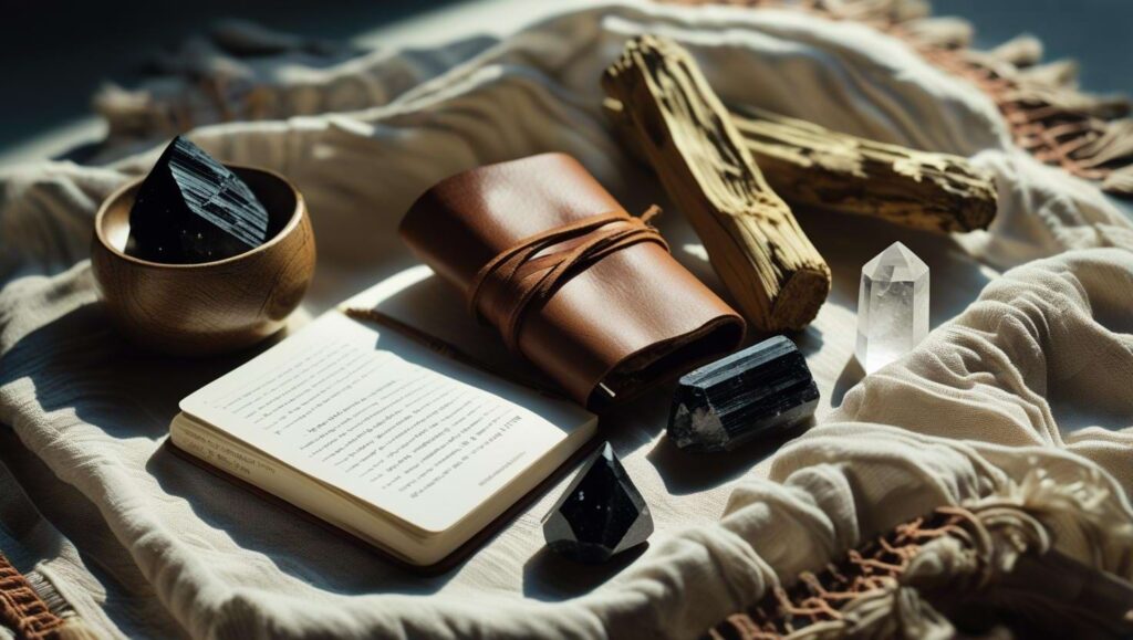 Empath essentials bundle including crystals, smudging tools, and soul journal for empathic self-care