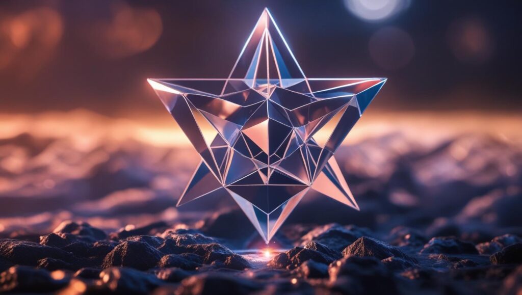 3d rendering of a star shaped object in the middle of a dark background