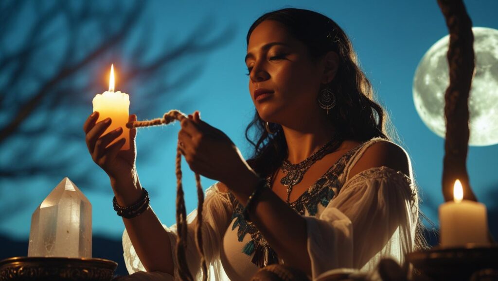 Person doing a dream cord-cutting ritual to release fear and end recurring nightmares about being chased