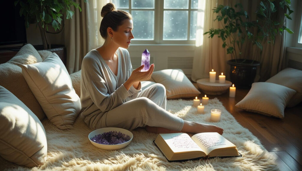 Moon Signs and Emotional Absorption: Protect Energy by Element & Archetype Water Moon grounding ritual at home with crystal meditation, journaling, and infused water for emotional absorption release