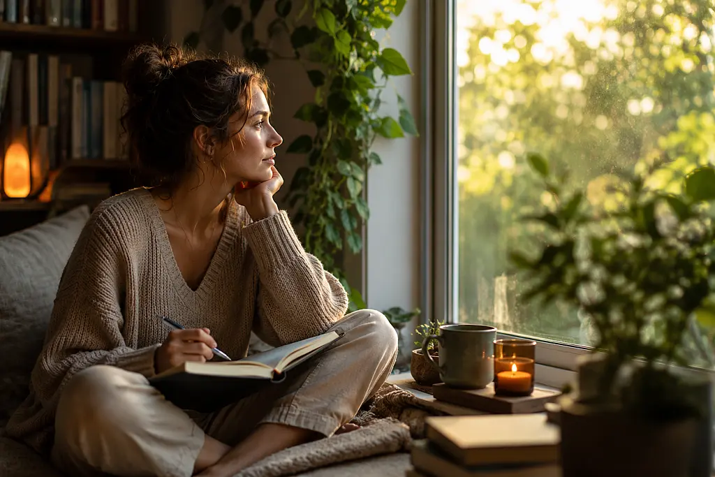 What Is an Empath? 5 Signs You May Be Highly Sensitive Woman journaling in a cozy room while reflecting on empath traits and emotional wellbeing