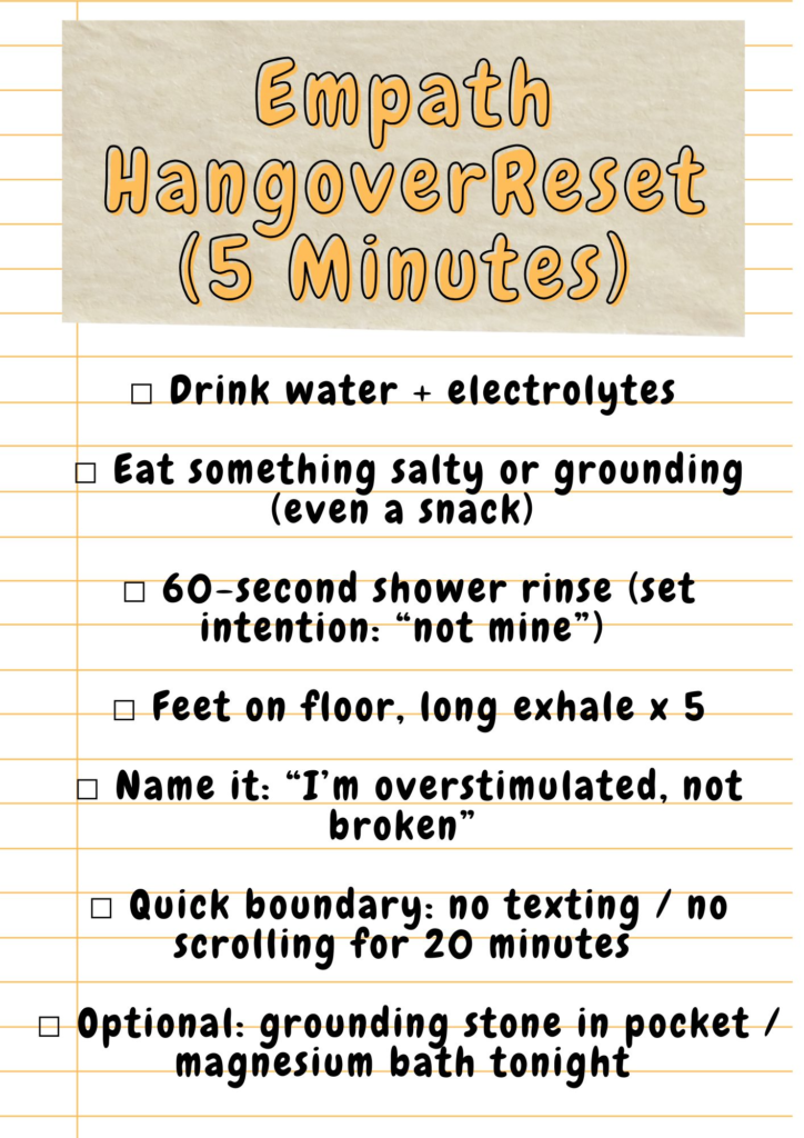 Empath hangover reset checklist to feel better fast after socializing